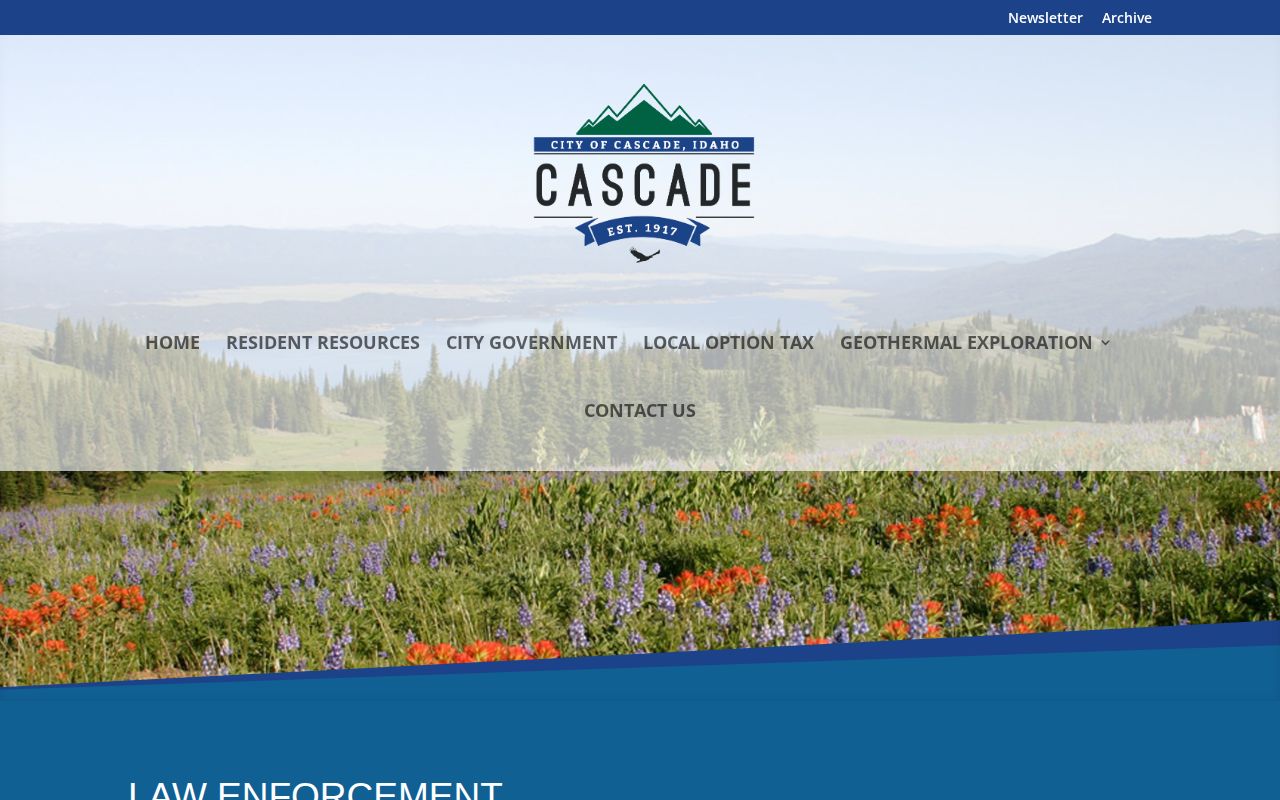 Cascade Idaho law enforcement page confirming Valley County Sheriff service