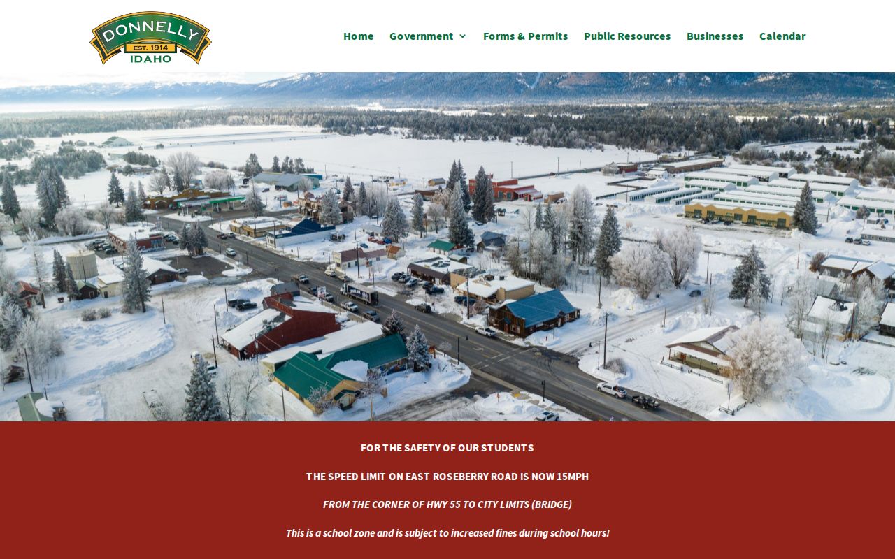 City of Donnelly official page showing no separate city arrest roster